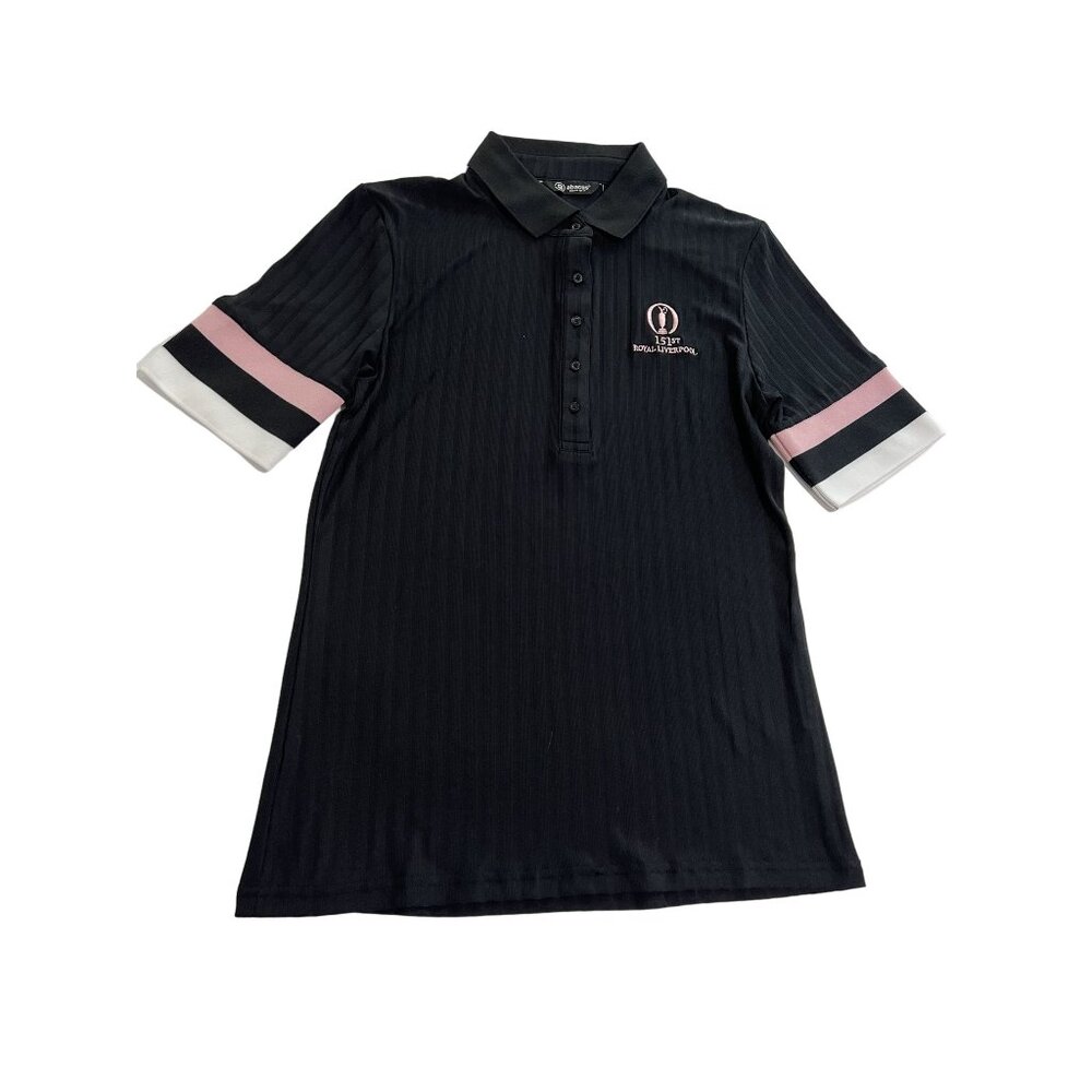 Abacus Pebble Half Sleeve Polo Shirt in Black Pink